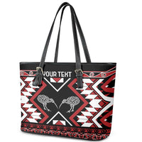 Personalised Taniko Motifs Aotearoa Leather Tote Bag Waitangi Kowhaiwhai Kiwi LT7 - Polynesian Pride