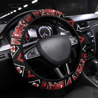 Taniko Motifs Aotearoa Steering Wheel Cover Waitangi Kowhaiwhai Kiwi LT7 Universal Fit Red - Polynesian Pride