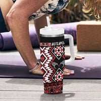 Personalised Taniko Motifs Aotearoa Tumbler With Handle Waitangi Kowhaiwhai Kiwi LT7 - Polynesian Pride
