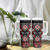 Personalised Taniko Motifs Aotearoa Tumbler With Handle Waitangi Kowhaiwhai Kiwi LT7 - Polynesian Pride