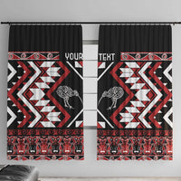 Personalised Taniko Motifs Aotearoa Window Curtain Waitangi Kowhaiwhai Kiwi LT7 With Hooks Red - Polynesian Pride
