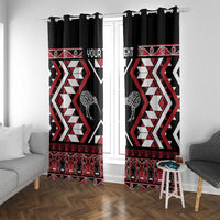 Personalised Taniko Motifs Aotearoa Window Curtain Waitangi Kowhaiwhai Kiwi LT7 With Grommets Red - Polynesian Pride