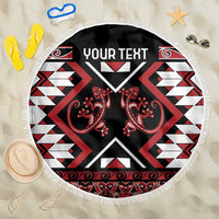 Personalised Aotearoa Waitangi Beach Blanket Taniko Motifs - Mania Gecko LT7 One Size 150cm Red - Polynesian Pride
