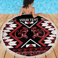 Personalised Aotearoa Waitangi Beach Blanket Taniko Motifs - Mania Gecko LT7 - Polynesian Pride