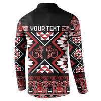 Personalised Aotearoa Waitangi Button Sweatshirt Taniko Motifs - Mania Gecko LT7 - Polynesian Pride