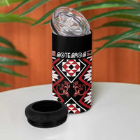 Personalised Aotearoa Waitangi 4 in 1 Can Cooler Tumbler Taniko Motifs - Mania Gecko LT7 - Polynesian Pride