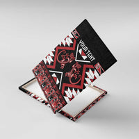 Personalised Aotearoa Waitangi Canvas Wall Art Taniko Motifs - Mania Gecko LT7 With Frame Red - Polynesian Pride