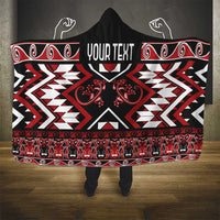 Personalised Aotearoa Waitangi Hooded Blanket Taniko Motifs - Mania Gecko LT7 - Polynesian Pride