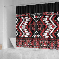 Personalised Aotearoa Waitangi Shower Curtain Taniko Motifs - Mania Gecko