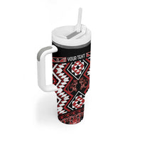 Personalised Aotearoa Waitangi Tumbler With Handle Taniko Motifs - Mania Gecko LT7 - Polynesian Pride