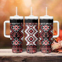 Personalised Aotearoa Waitangi Tumbler With Handle Taniko Motifs - Mania Gecko LT7 - Polynesian Pride