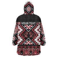 Personalised Aotearoa Waitangi Wearable Blanket Hoodie Taniko Motifs - Mania Gecko LT7 - Polynesian Pride