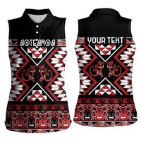 Personalised Aotearoa Waitangi Women Sleeveless Polo Shirt Taniko Motifs - Mania Gecko LT7 - Polynesian Pride