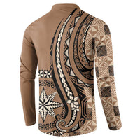 Personalized Tonga Ngatu Button Sweatshirt Vintage Brown Manulua Motifs LT7 - Polynesian Pride