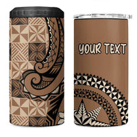 Personalized Tonga Ngatu 4 in 1 Can Cooler Tumbler Vintage Brown Manulua Motifs LT7 One Size: 16 oz Brown - Polynesian Pride