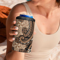 Personalized Tonga Ngatu 4 in 1 Can Cooler Tumbler Vintage Brown Manulua Motifs LT7 - Polynesian Pride