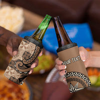 Personalized Tonga Ngatu 4 in 1 Can Cooler Tumbler Vintage Brown Manulua Motifs LT7 - Polynesian Pride