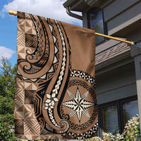 Tonga Ngatu Garden Flag Vintage Brown Manulua Motifs LT7 - Polynesian Pride