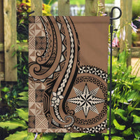 Tonga Ngatu Garden Flag Vintage Brown Manulua Motifs LT7 Garden Flag Brown - Polynesian Pride