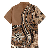Personalized Tonga Ngatu Hawaiian Shirt Vintage Brown Manulua Motifs LT7 - Polynesian Pride