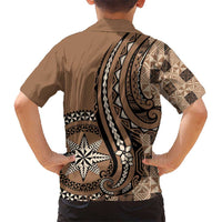 Personalized Tonga Ngatu Kid Hawaiian Shirt Vintage Brown Manulua Motifs LT7 - Polynesian Pride