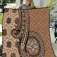 Tonga Ngatu Quilt Vintage Brown Manulua Motifs