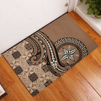 Tonga Ngatu Rubber Doormat Vintage Brown Manulua Motifs LT7 - Polynesian Pride