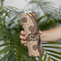 Personalized Tonga Ngatu Skinny Tumbler Vintage Brown Manulua Motifs