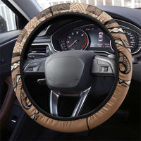Tonga Ngatu Steering Wheel Cover Vintage Brown Manulua Motifs LT7 - Polynesian Pride