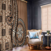 Tonga Ngatu Window Curtain Vintage Brown Manulua Motifs LT7 - Polynesian Pride