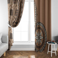 Tonga Ngatu Window Curtain Vintage Brown Manulua Motifs LT7 - Polynesian Pride