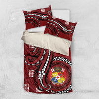 Tonga Ngatu Bedding Set Iconic Red Manulua Motifs