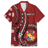 Personalized Tonga Ngatu Hawaiian Shirt Iconic Red Manulua Motifs LT7 Red - Polynesian Pride