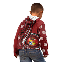 Personalized Tonga Ngatu Kid Hoodie Iconic Red Manulua Motifs