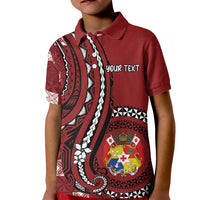 Personalized Tonga Ngatu Kid Polo Shirt Iconic Red Manulua Motifs