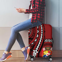 Tonga Ngatu Luggage Cover Iconic Red Manulua Motifs