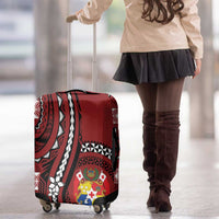 Tonga Ngatu Luggage Cover Iconic Red Manulua Motifs