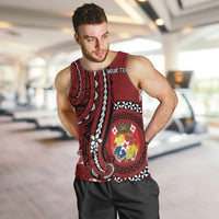 Personalized Tonga Ngatu Men Tank Top Iconic Red Manulua Motifs LT7 Red - Polynesian Pride