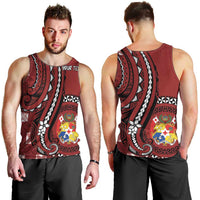 Personalized Tonga Ngatu Men Tank Top Iconic Red Manulua Motifs LT7 - Polynesian Pride