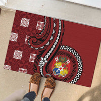 Tonga Ngatu Rubber Doormat Iconic Red Manulua Motifs LT7 - Polynesian Pride