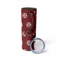 Personalized Tonga Ngatu Skinny Tumbler Iconic Red Manulua Motifs