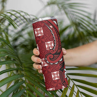 Personalized Tonga Ngatu Skinny Tumbler Iconic Red Manulua Motifs