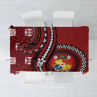 Tonga Ngatu Tablecloth Iconic Red Manulua Motifs LT7 Red - Polynesian Pride