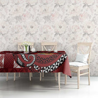 Tonga Ngatu Tablecloth Iconic Red Manulua Motifs LT7 - Polynesian Pride