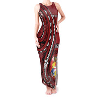 Personalized Tonga Ngatu Tank Maxi Dress Iconic Red Manulua Motifs