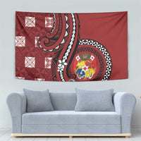 Tonga Ngatu Tapestry Iconic Red Manulua Motifs