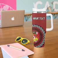 Personalized Tonga Ngatu Tumbler With Handle Iconic Red Manulua Motifs LT7 - Polynesian Pride
