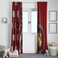 Tonga Ngatu Window Curtain Iconic Red Manulua Motifs LT7 - Polynesian Pride