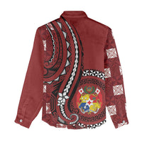 Personalized Tonga Ngatu Women Casual Shirt Iconic Red Manulua Motifs