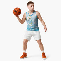 Guam Fishhook Mix Guasali Flowers Basketball Jersey Dreaming Turquoise LT7 - Polynesian Pride